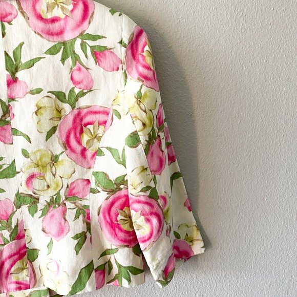 Ann Taylor LOFT petite light yellow floral linen - Picture 7 of 8